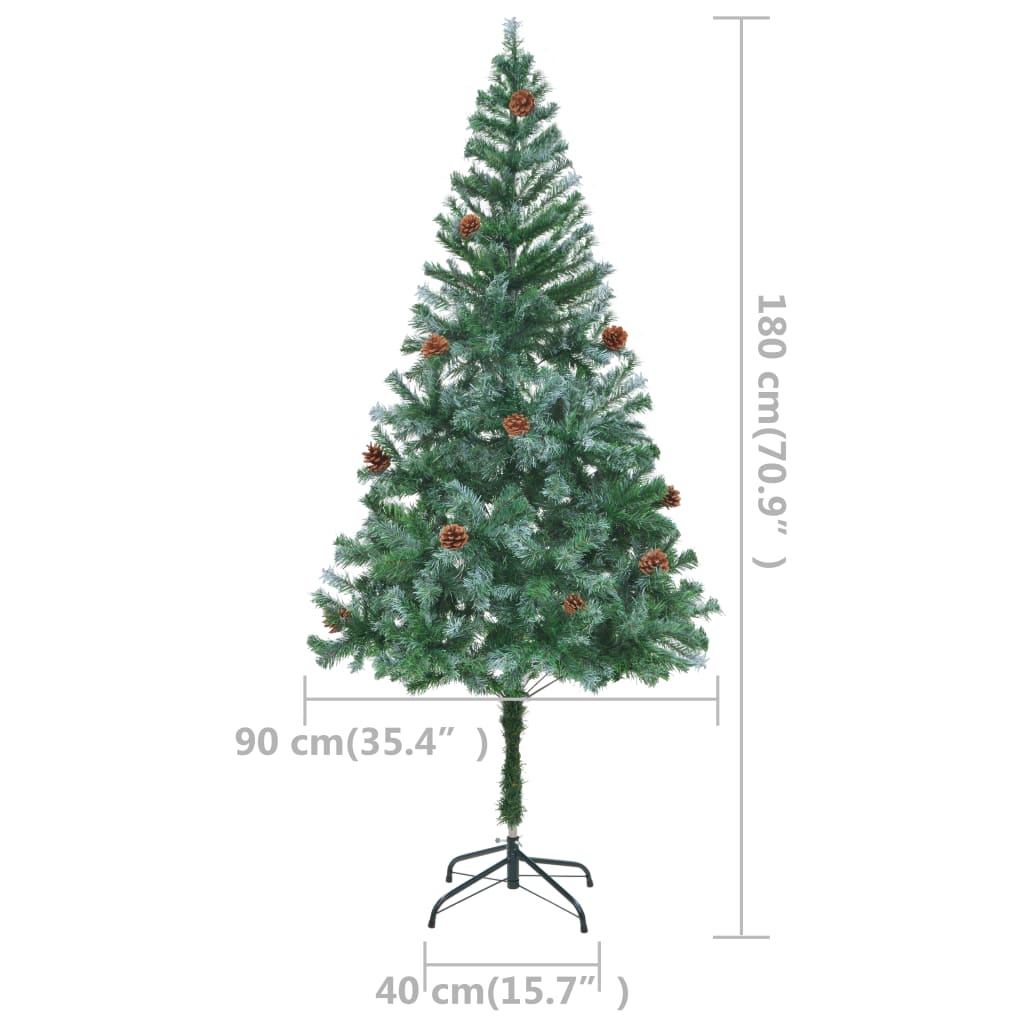vidaXL Artificial Pre-lit Christmas Tree with Pinecones 180 cm