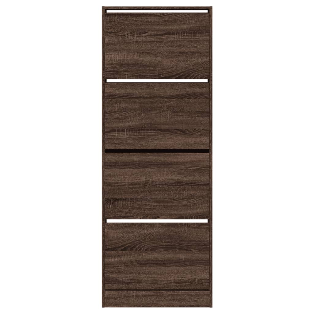 vidaXL Shoe Cabinet Brown Oak 60x21x163.5 cm Engineered Wood
