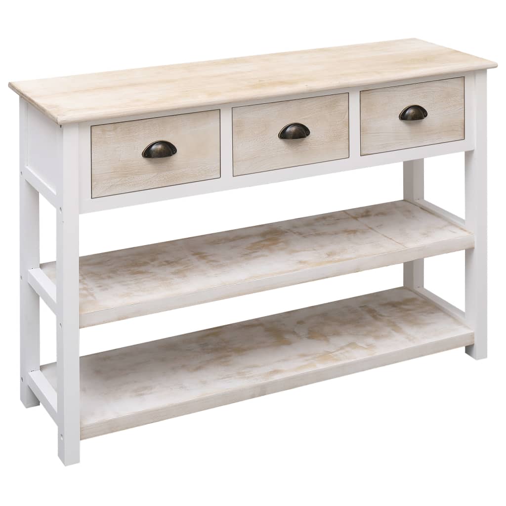 vidaXL Sideboard Natural and White 115x30x76 cm Wood