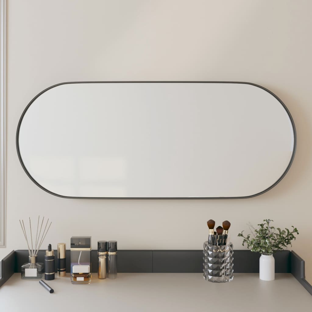 vidaXL Wall-mounted Mirror Black 25x60 cm Oval