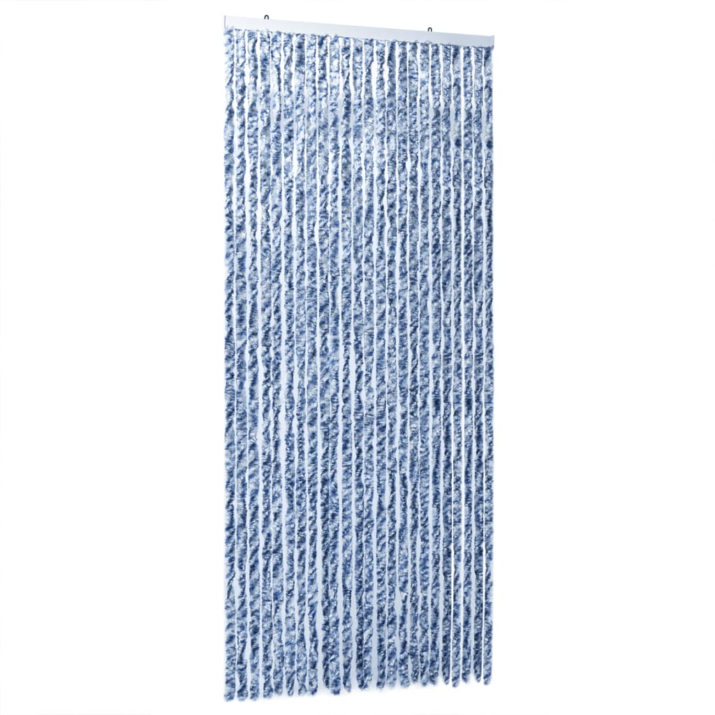 vidaXL Fly Curtain Blue and White 100x230 cm Chenille