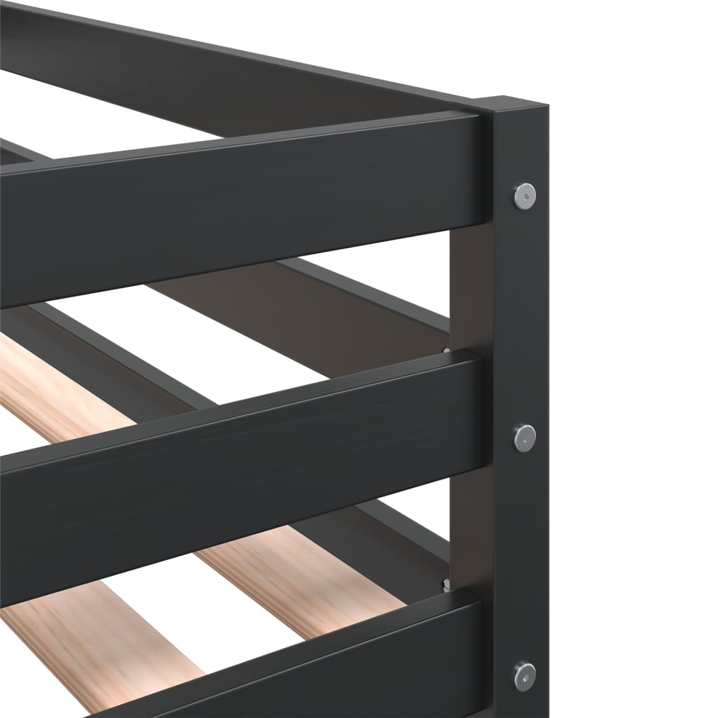 vidaXL Kids' Loft Bed with Ladder Black 80x200 cm Solid Wood Pine