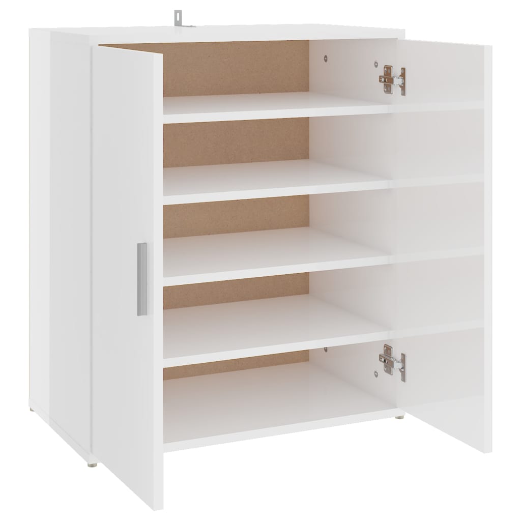vidaXL Shoe Cabinet High Gloss White 60x35x70 cm Engineered Wood