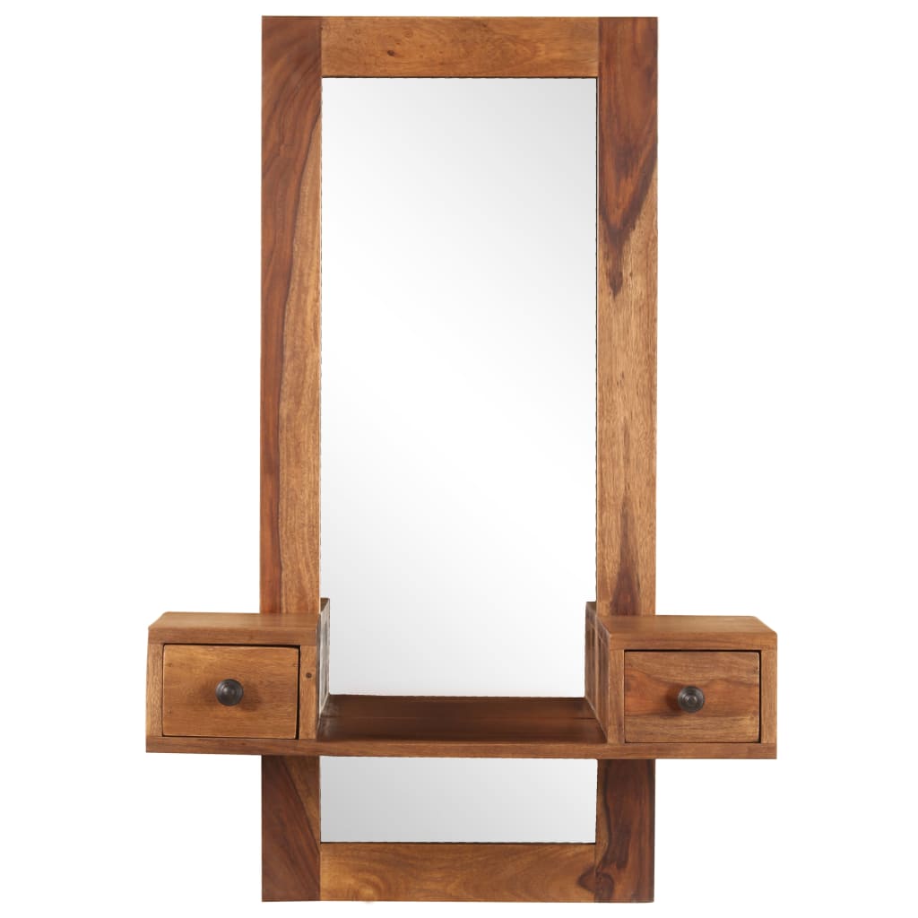 vidaXL Cosmetic Mirror with 2 Drawers Solid Sheesham Wood