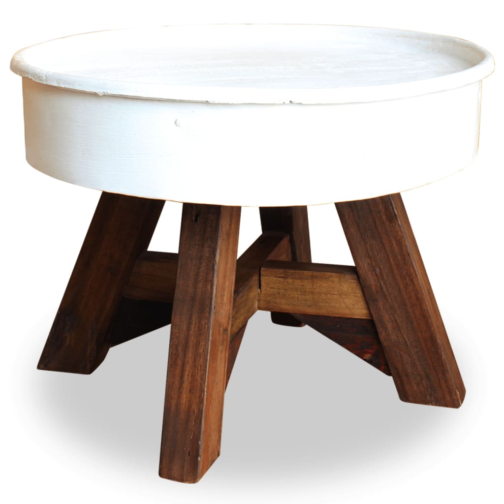vidaXL Coffee Table Solid Reclaimed Wood 60x45 cm White