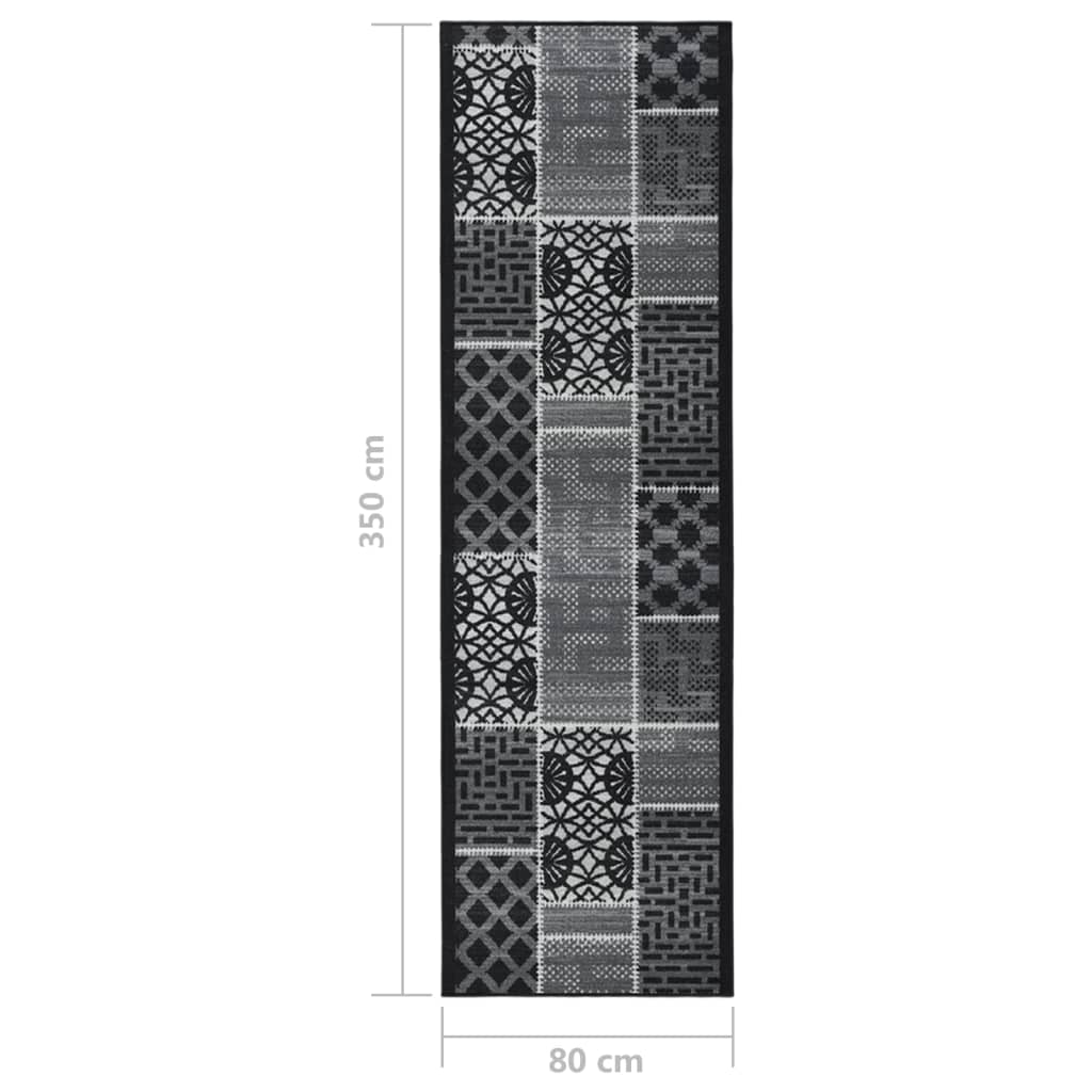 vidaXL Carpet Runner Black 80x350 cm