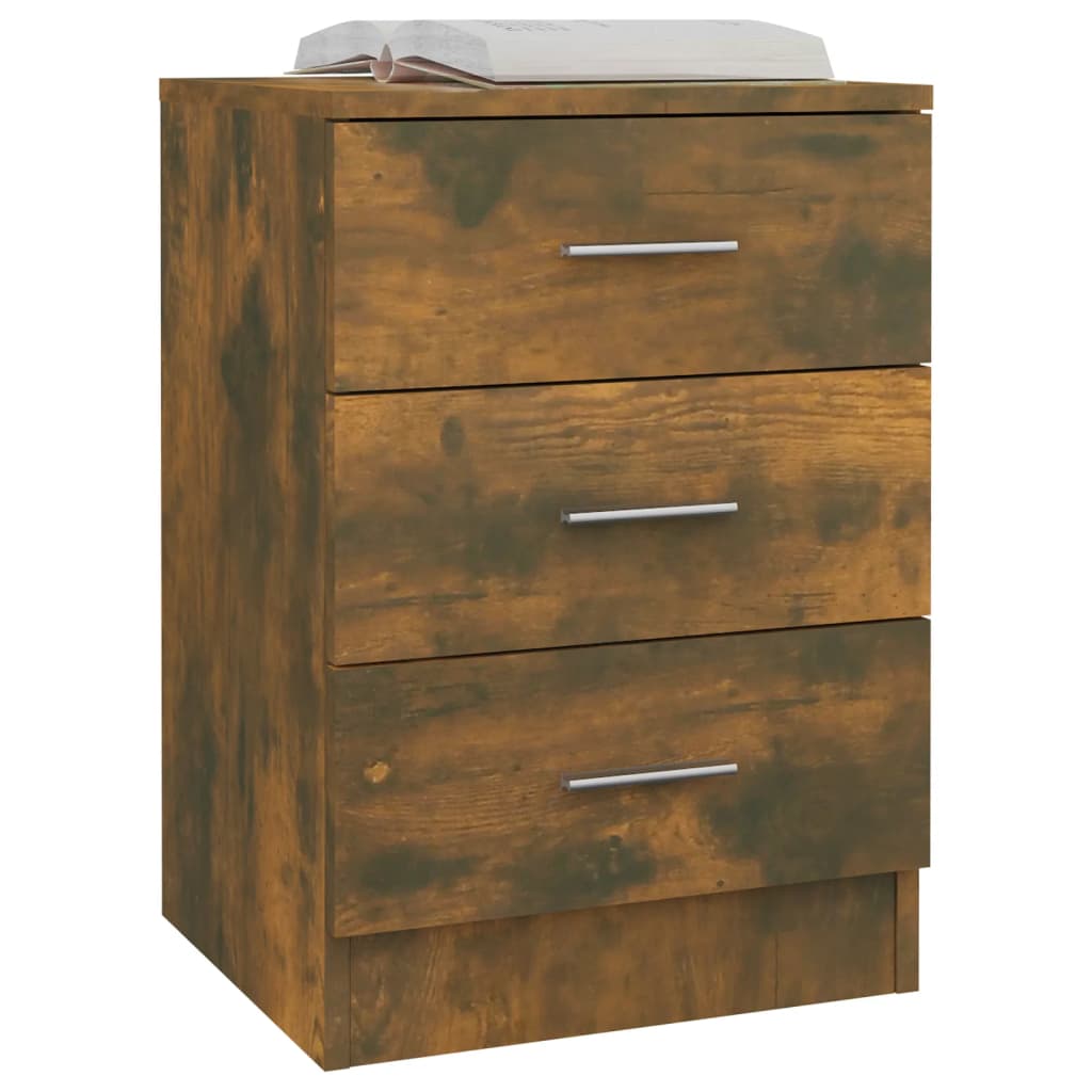vidaXL Bedside Cabinet Smoked Oak 38x35x56 cm Engineered Wood