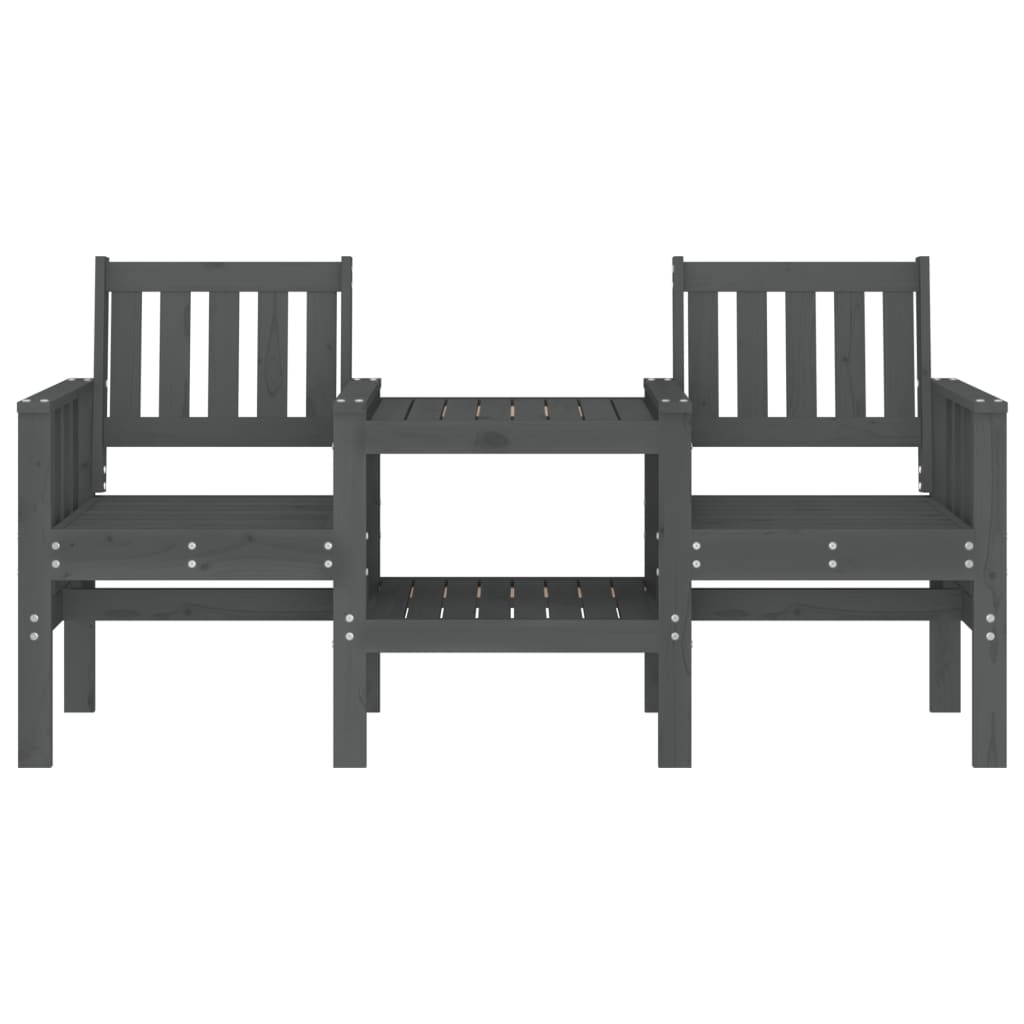 vidaXL Garden Bench with Table 2-Seater Grey Solid Wood Pine