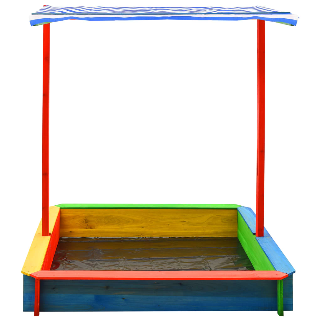 vidaXL Sandbox with Adjustable Roof Fir Wood Multicolour UV50