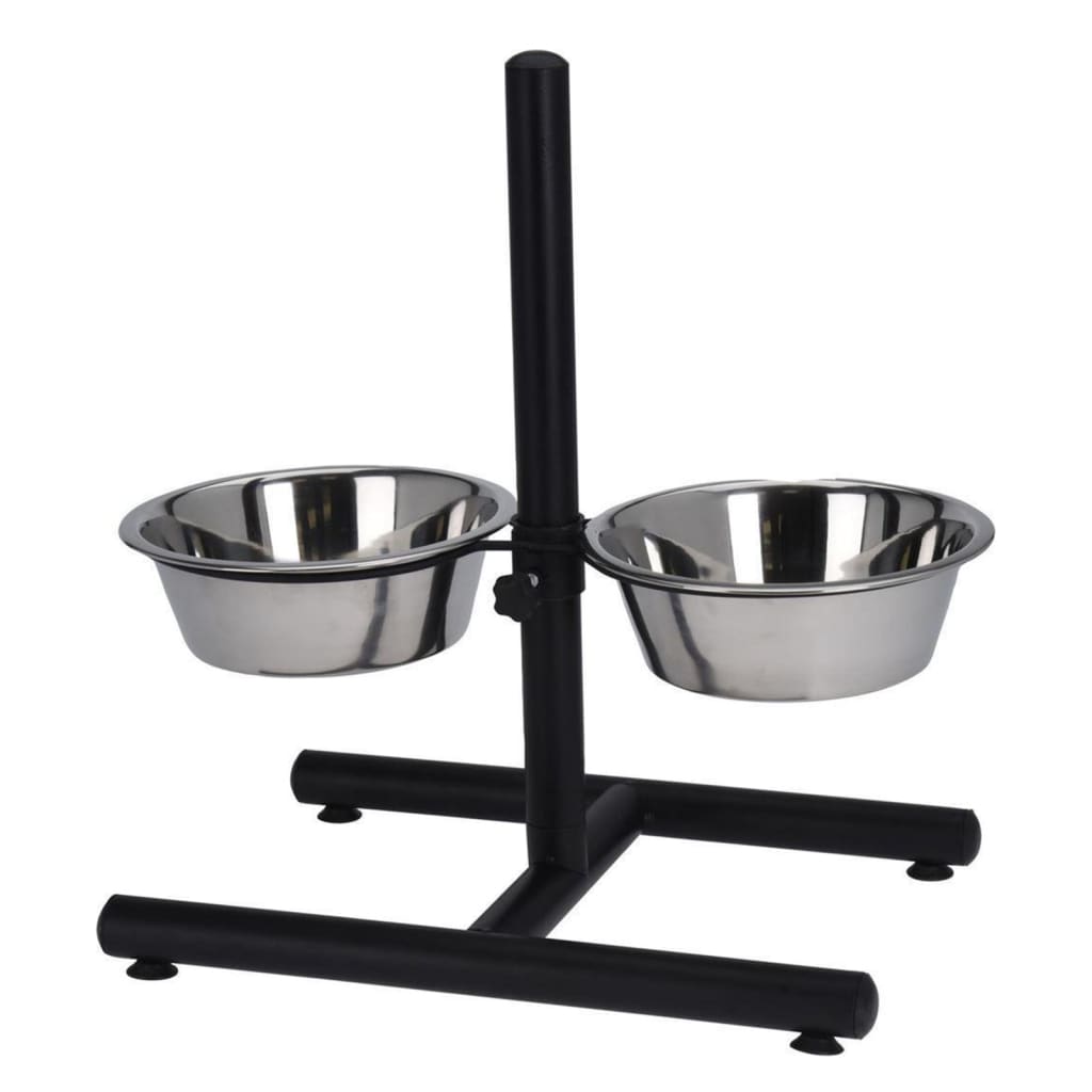 Pets Collection In Height-Adjustable Double Dog Food and Water Bowl Stainless Steel