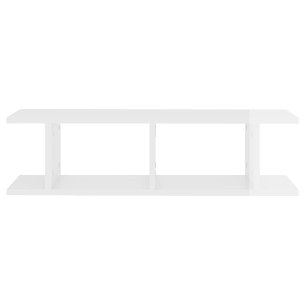 vidaXL Wall Shelves 2 pcs High Gloss White 75x18x20 cm Engineered Wood
