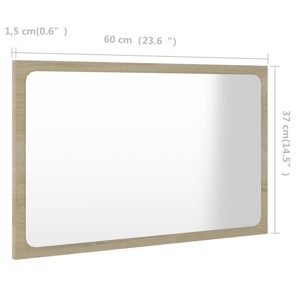 vidaXL Bathroom Mirror Sonoma Oak 60x1.5x37 cm Engineered Wood