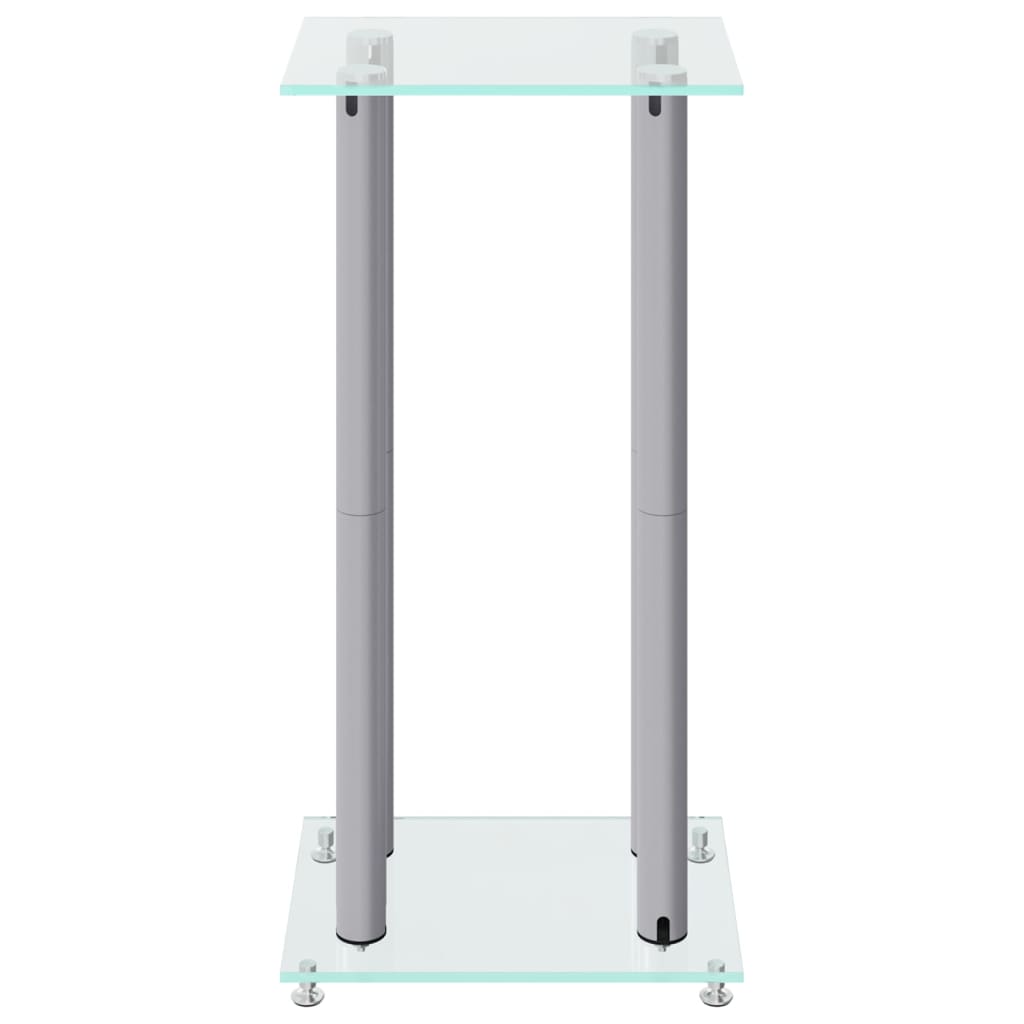 vidaXL Speaker Stands 2pcs Silver Tempered Glass 4 Pillars Design