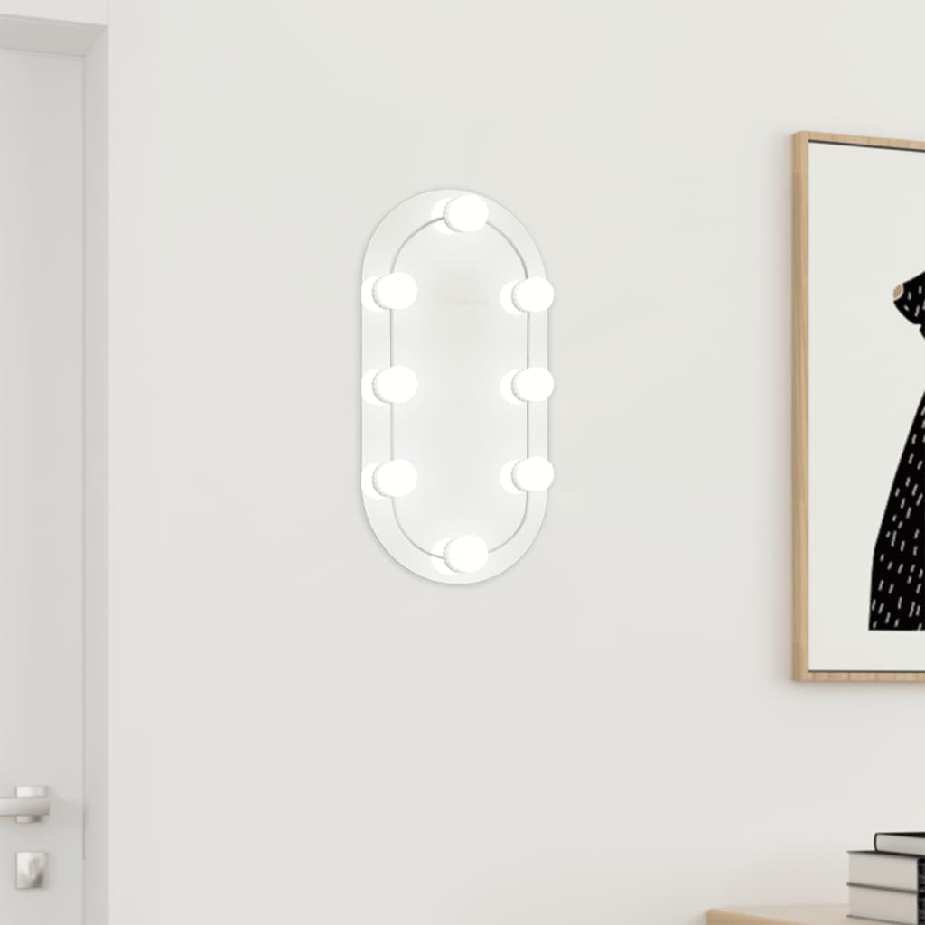 vidaXL Mirror with LED Lights 40x20 cm Glass Oval