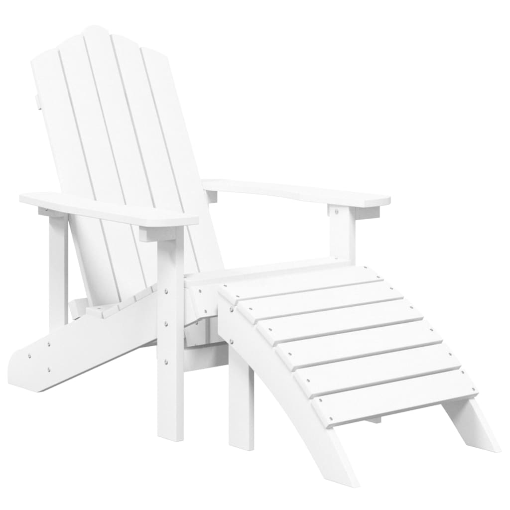 vidaXL Garden Adirondack Chairs with Footstool & Table HDPE White