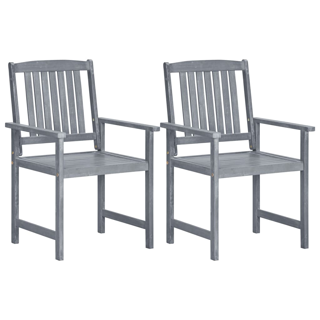 vidaXL Garden Chairs 2 pcs Grey Solid Acacia Wood