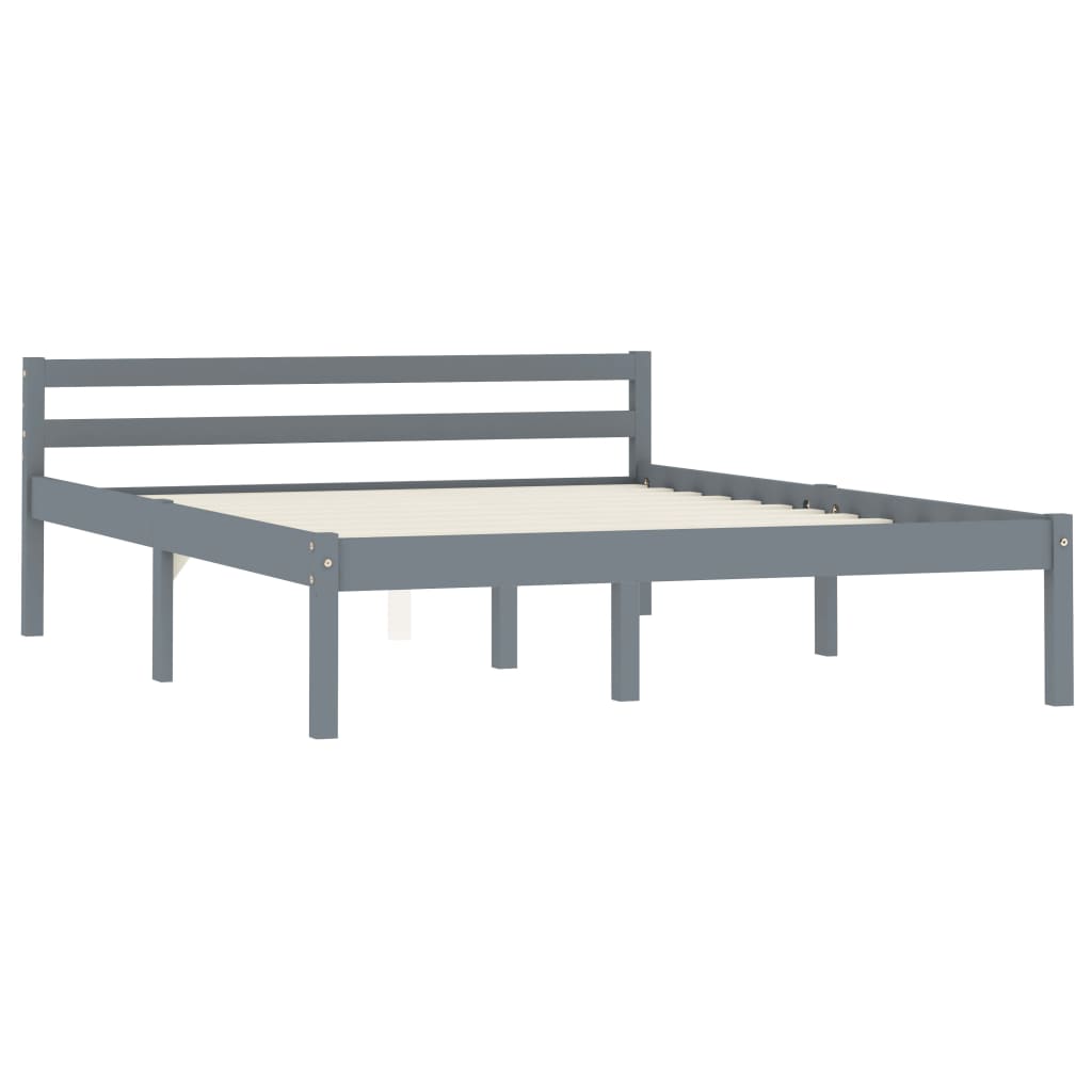 vidaXL Bed Frame Grey Solid Pine Wood 120x200 cm