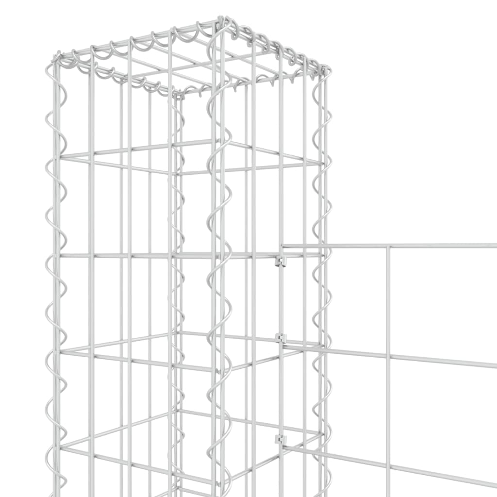 vidaXL U-shape Gabion Basket with 6 Posts Iron 620x20x150 cm