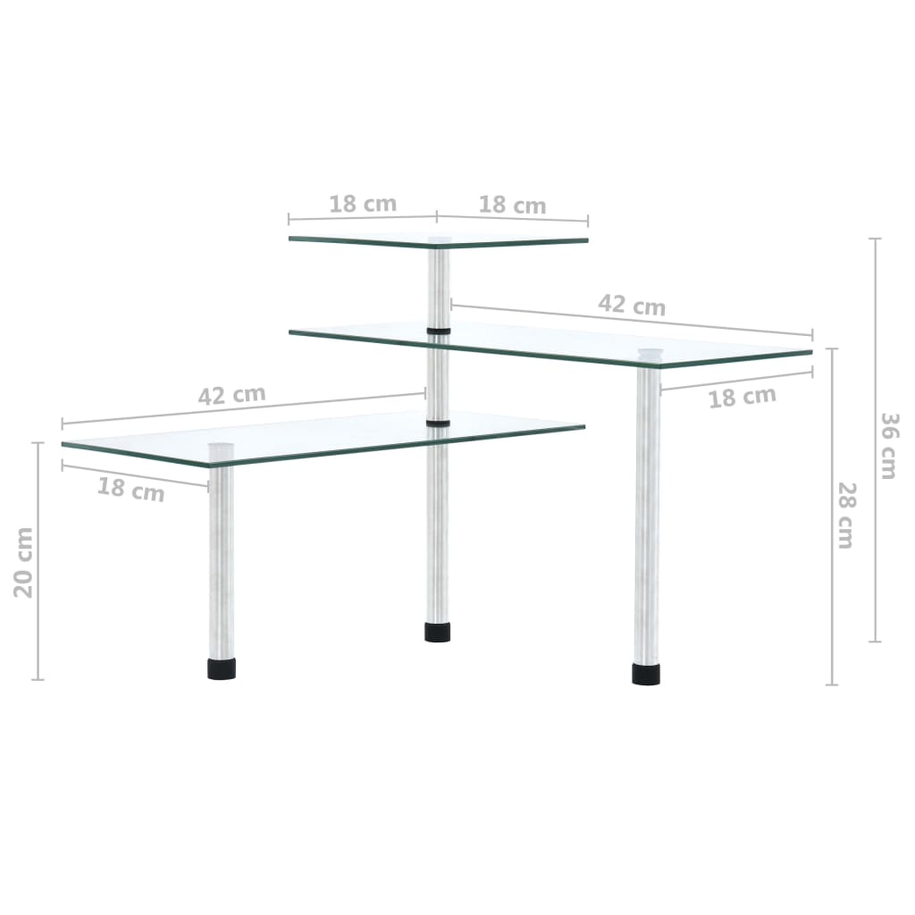 vidaXL 3-Tier Corner Kitchen Shelf Tempered Glass