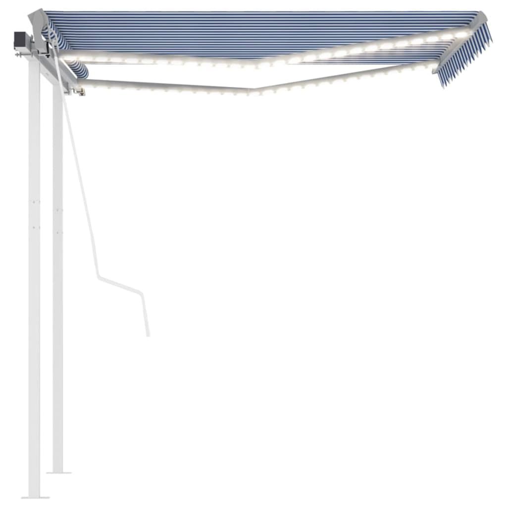 vidaXL Automatic Awning with LED&Wind Sensor 3x2.5 m Blue and White