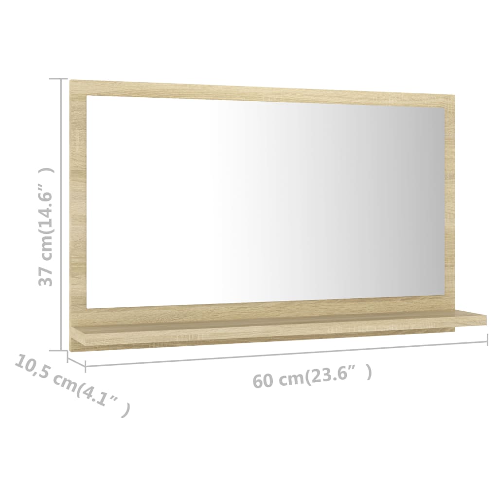 vidaXL Bathroom Mirror Sonoma Oak 60x10.5x37 cm Engineered Wood