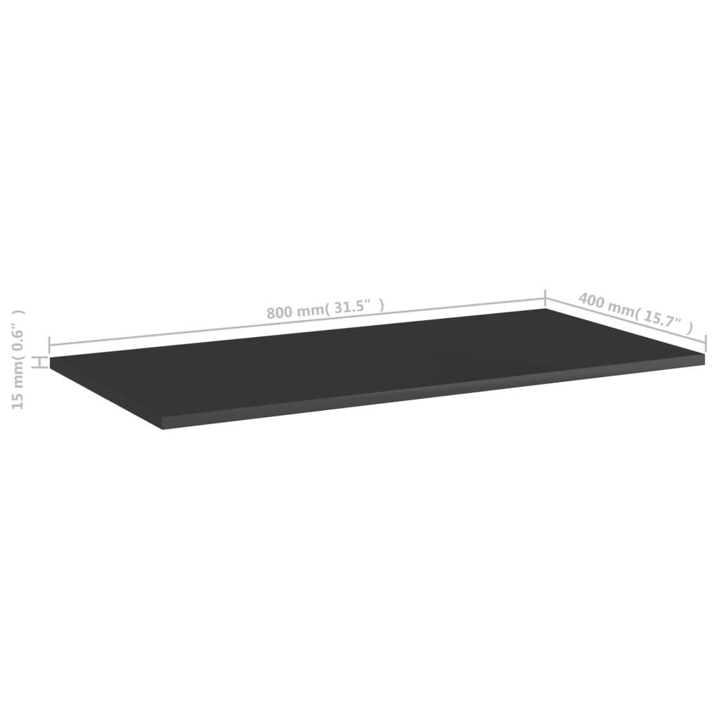 vidaXL Bookshelf Boards 8 pcs High Gloss Black 80x40x1.5 cm Engineered Wood