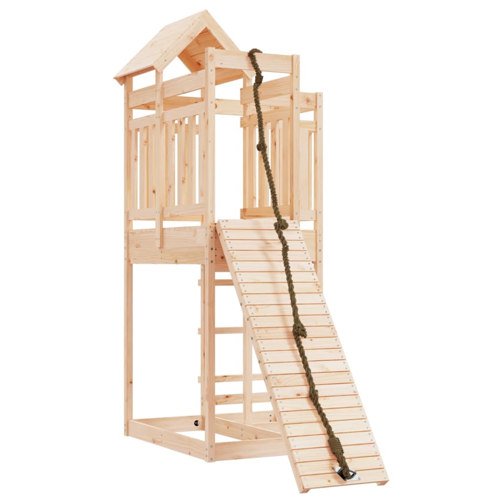 vidaXL Playhouse with Climbing Wall Solid Wood Pine
