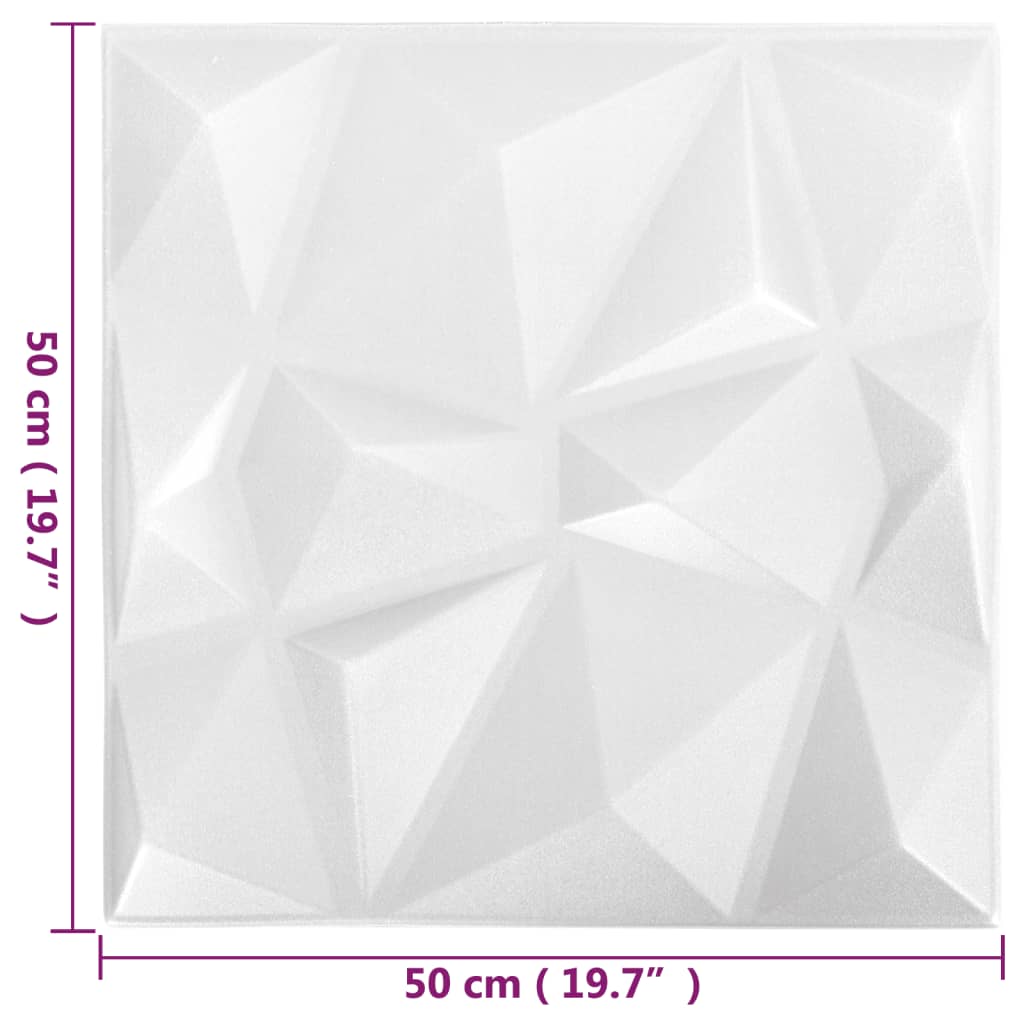 vidaXL 3D Wall Panels 12 pcs 50x50 cm Diamond White 3 m²