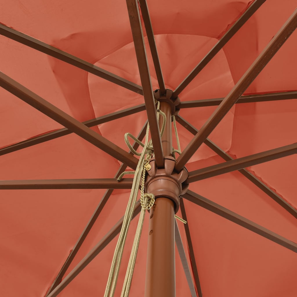 vidaXL Garden Parasol with Wooden Pole Terracotta 300x300x273 cm