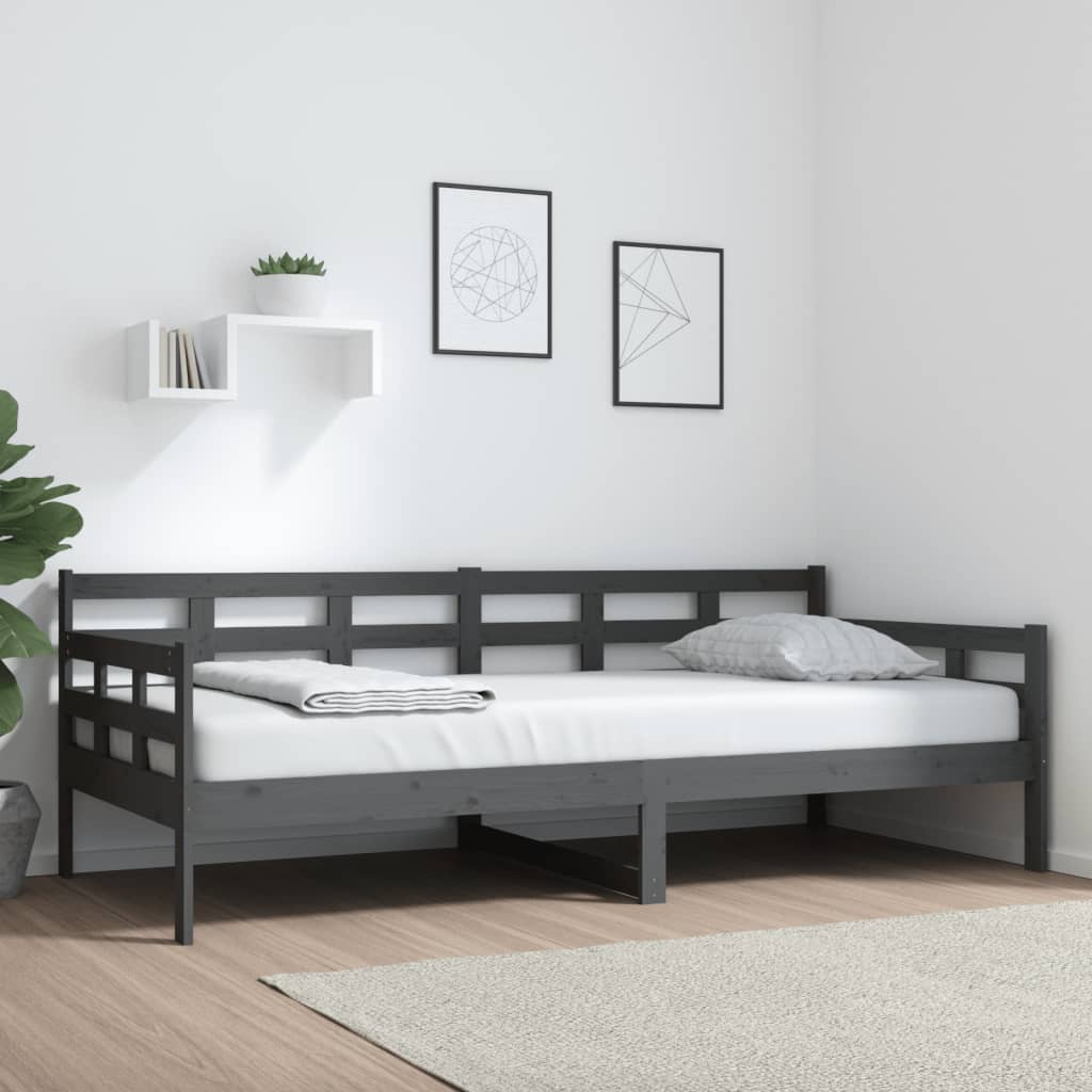 vidaXL Day Bed Grey Solid Wood Pine 90x200 cm