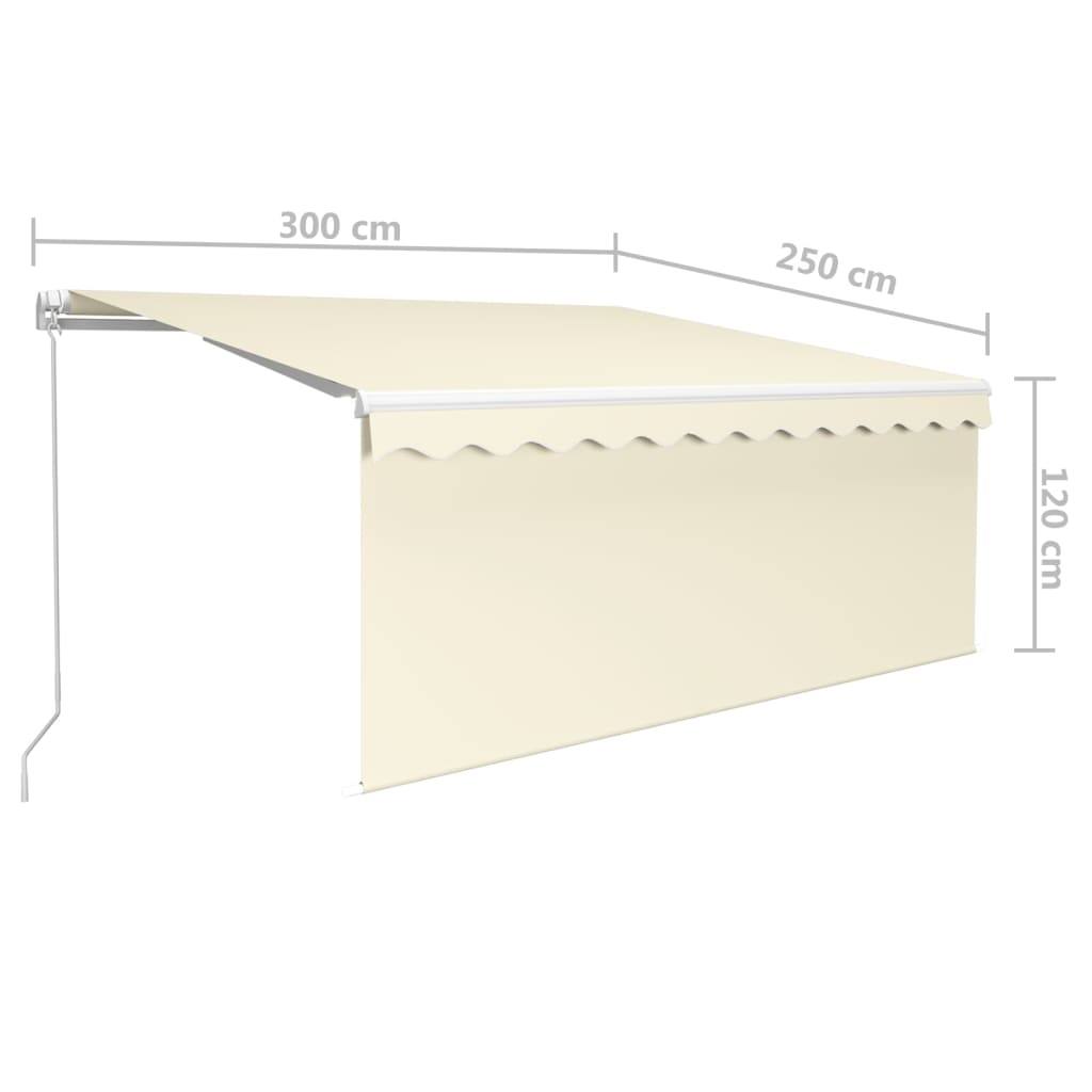 vidaXL Manual Retractable Awning with Blind&LED 3x2.5m Cream