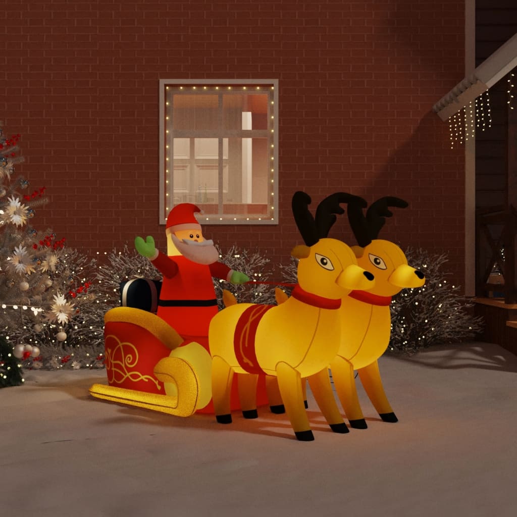vidaXL Christmas Inflatable Santa and Reindeer Decoration LED 130 cm