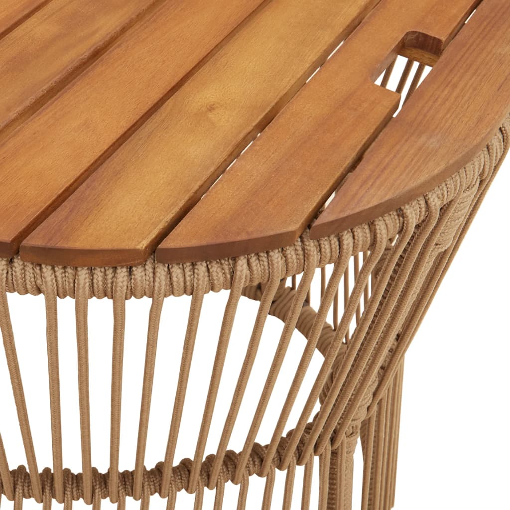 vidaXL Garden Side Tables 2 pcs with Wooden Top Beige Poly Rattan