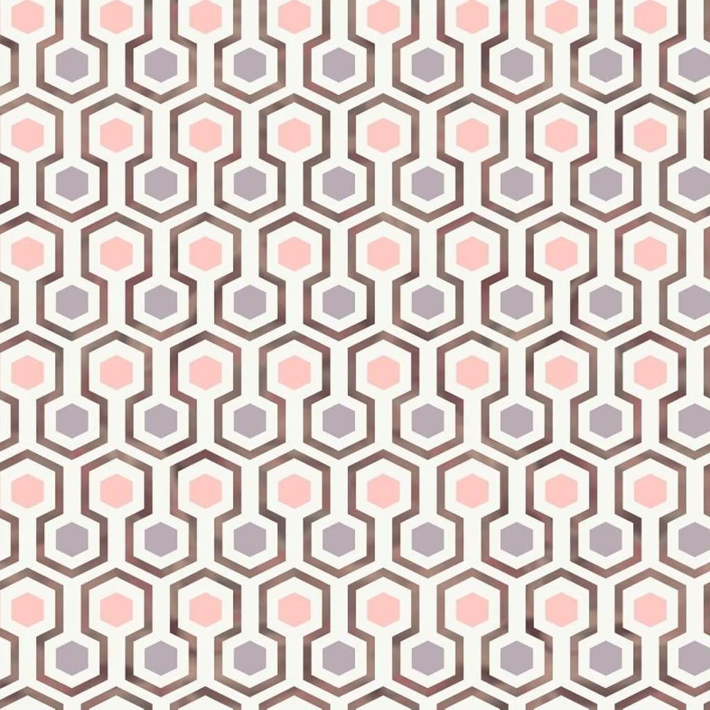 Noordwand Good Vibes Wallpaper Hexagon Pattern Pink and Purple