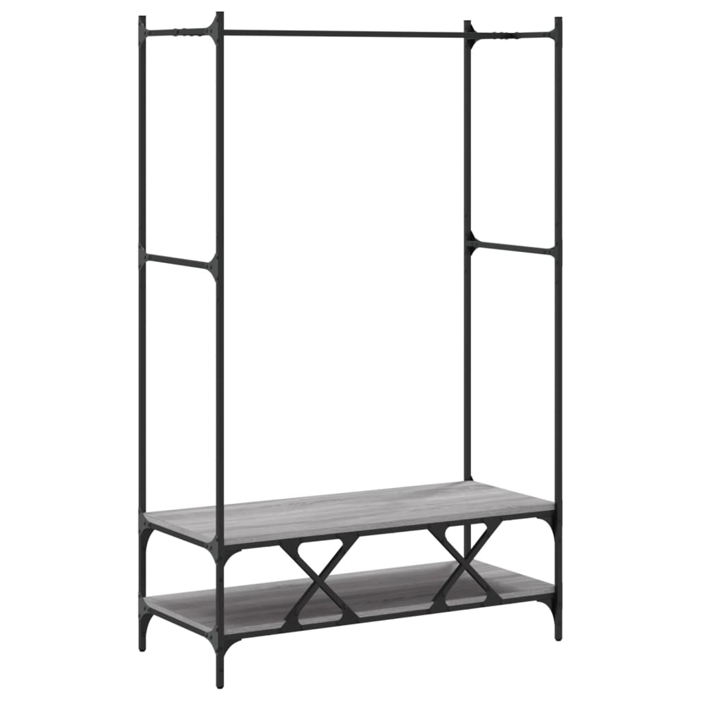 vidaXL Clothes Rack with Shelves Grey Sonoma Engineered Wood