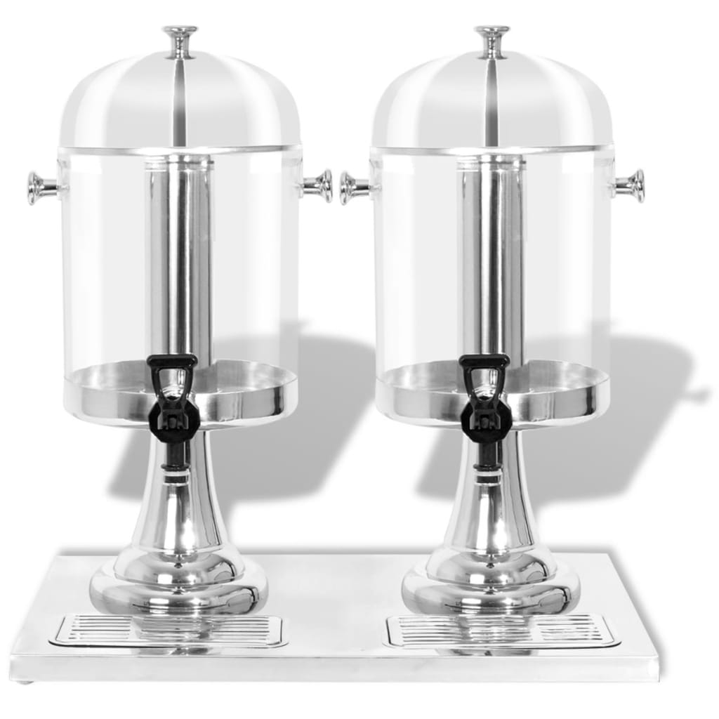 vidaXL Double Juice Dispenser Stainless Steel 2 x 8 L