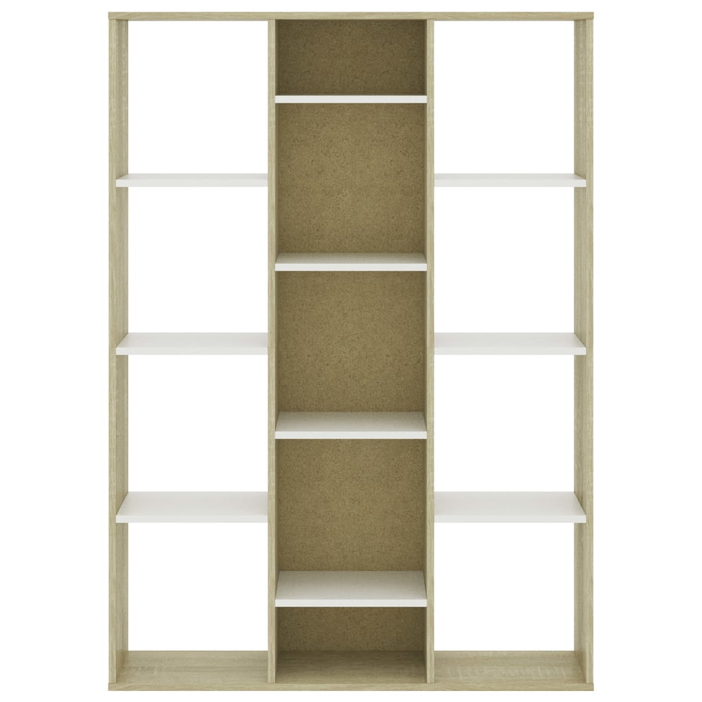 vidaXL Room Divider/Book Cabinet White and Sonoma Oak 100x24x140 cm Engineered Wood