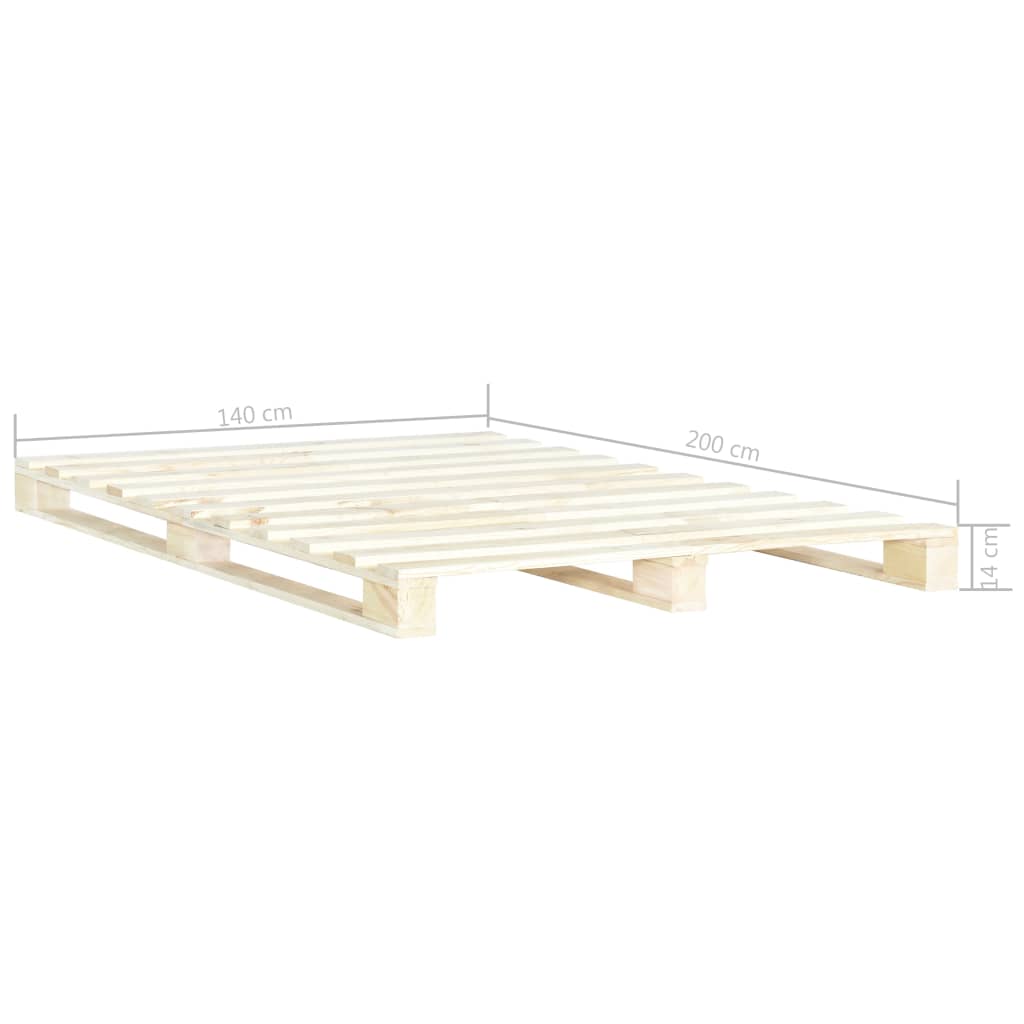 vidaXL Pallet Bed Frame Solid Pine Wood 140x200 cm