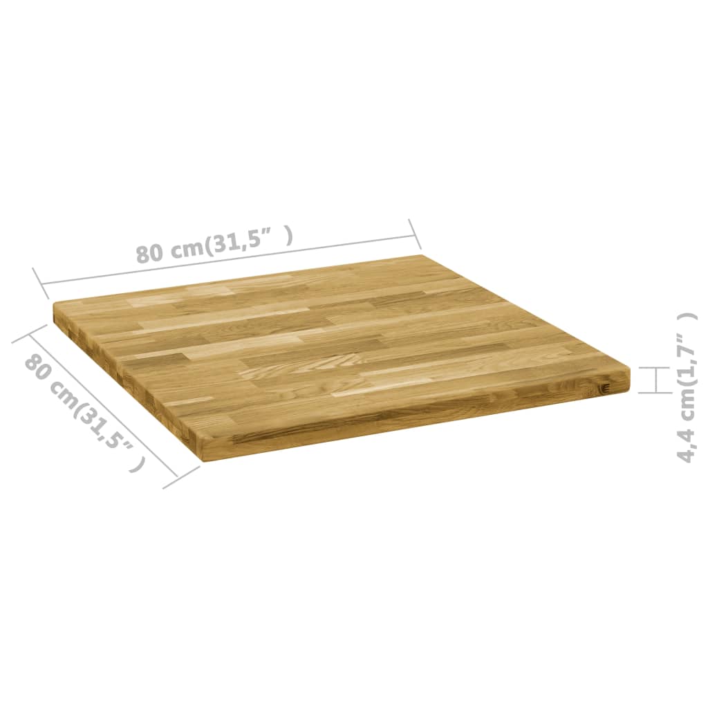 vidaXL Table Top Solid Oak Wood Square 44 mm 80x80 cm