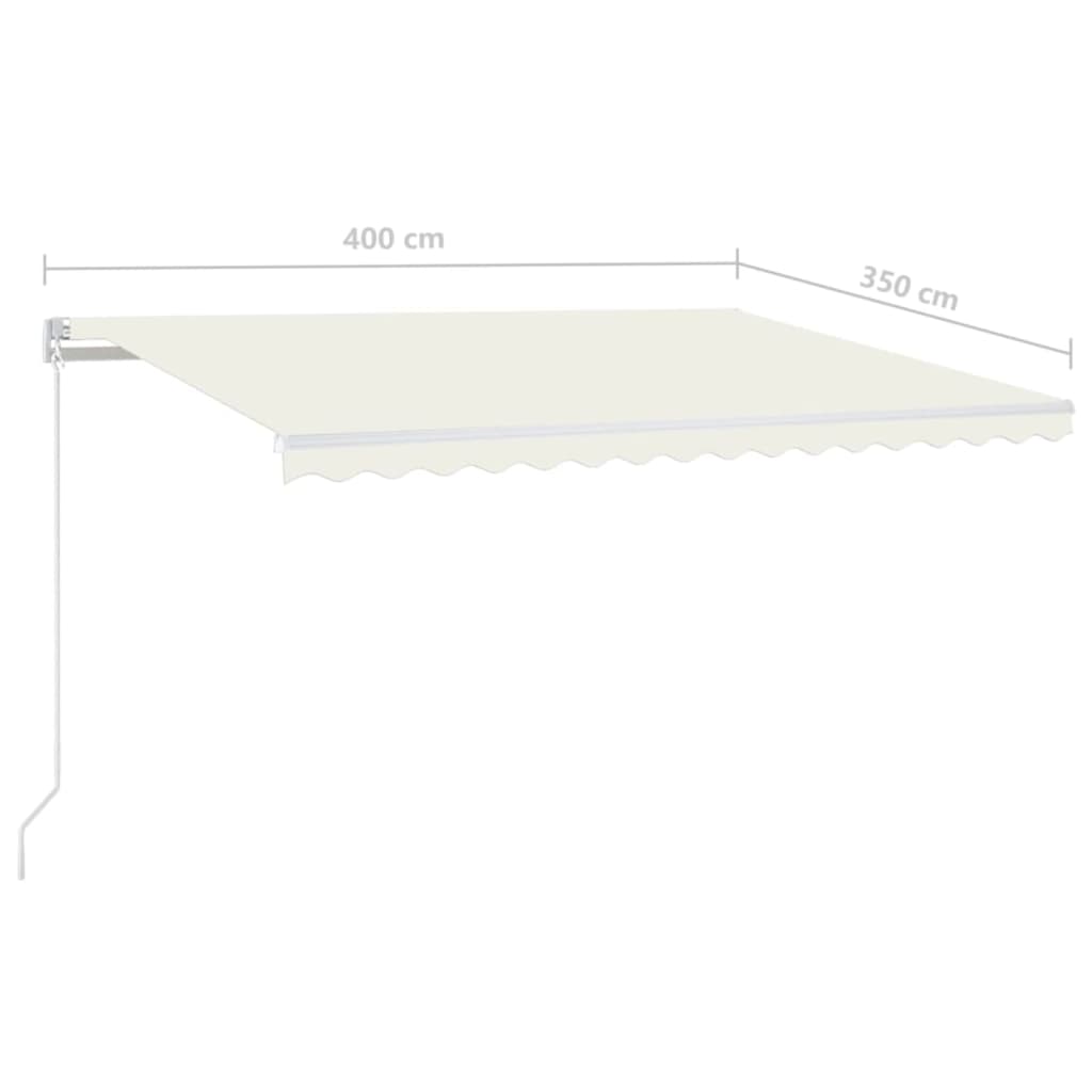 vidaXL Manual Retractable Awning with LED 400x350 cm Cream