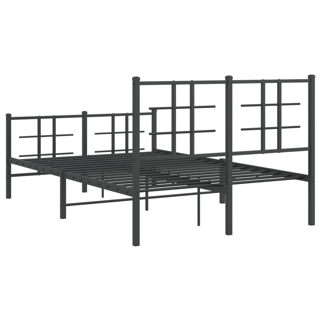 vidaXL Metal Bed Frame with Headboard and Footboard Black 120x200 cm