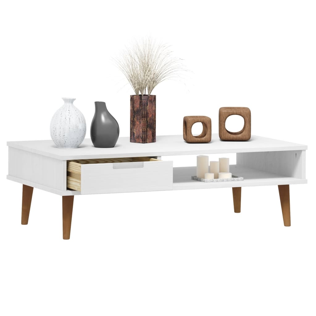 vidaXL Coffee Table MOLDE White 100x55x31 cm Solid Wood Pine