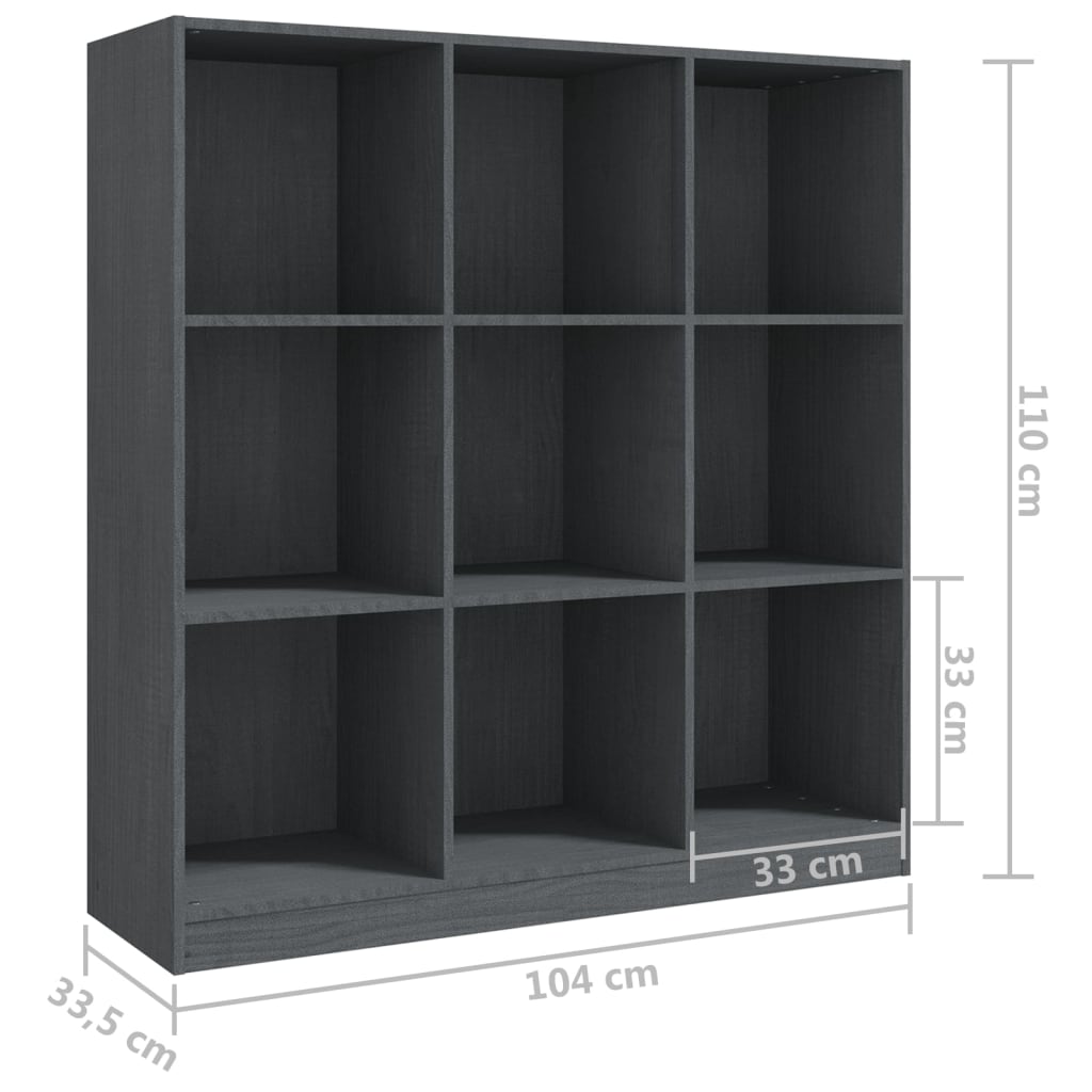 vidaXL Book Cabinet/Room Divider Grey 104x33.5x110 cm Solid Pinewood