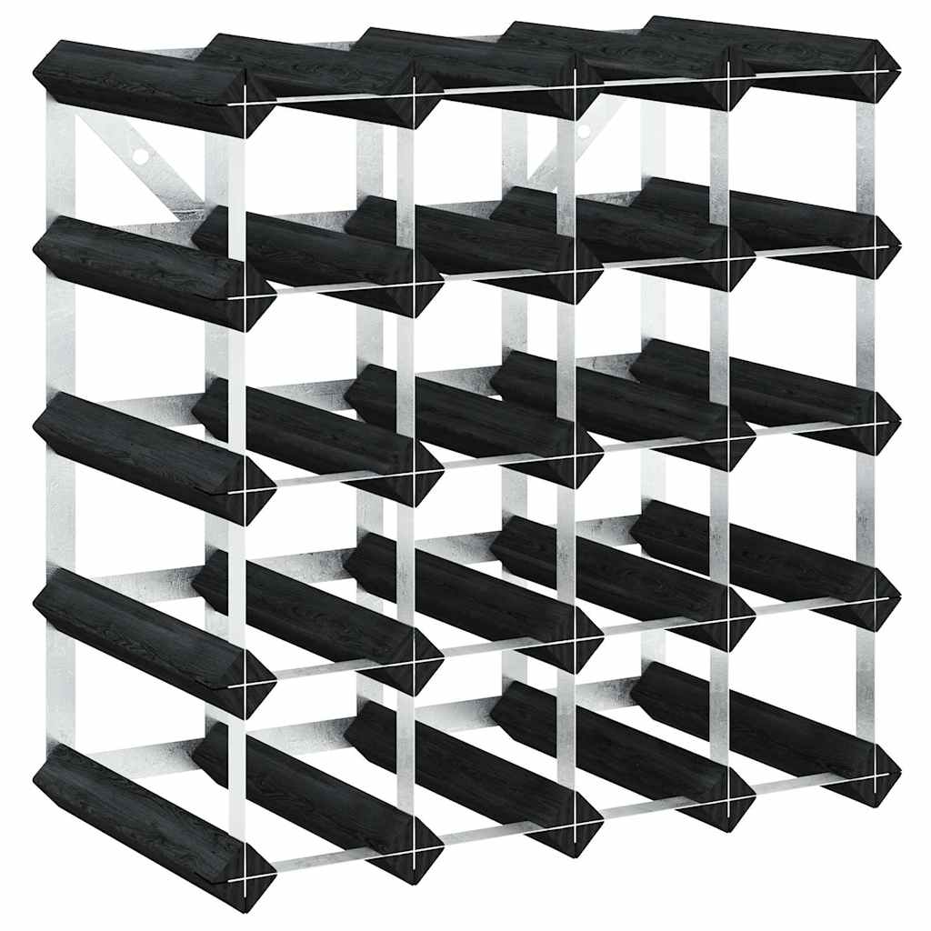 vidaXL Wine Rack for 20 Bottles Black Solid Pine Wood vidaXL.co.uk
