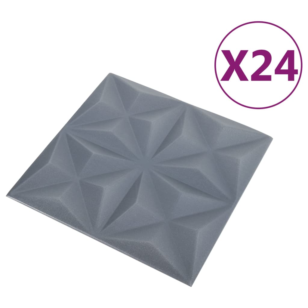 vidaXL 3D Wall Panels 24 pcs 50x50 cm Origami Grey 6 m²
