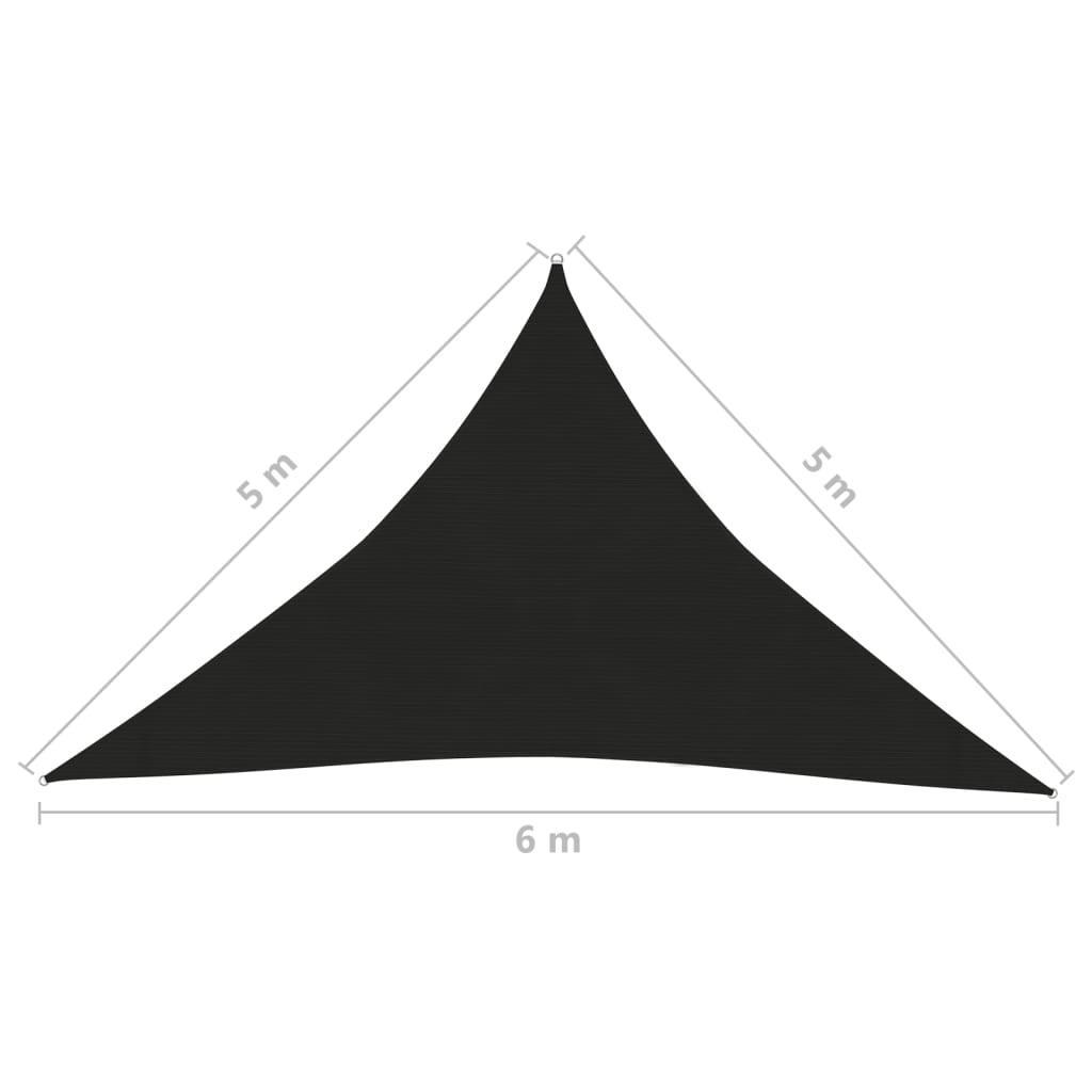 vidaXL Sunshade Sail 160 g/m² Black 5x5x6 m HDPE