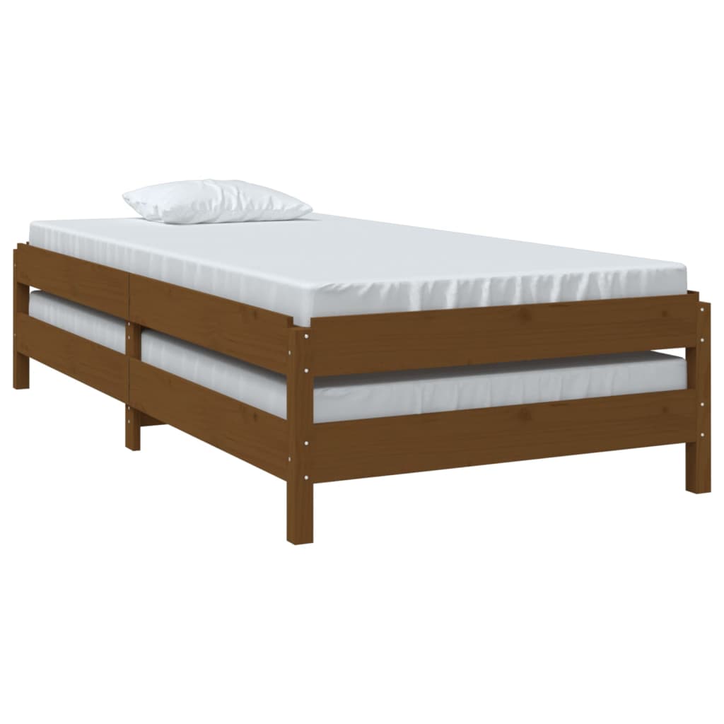 vidaXL Stack Bed Honey Brown 75x190 cm Small Single Solid Wood Pine