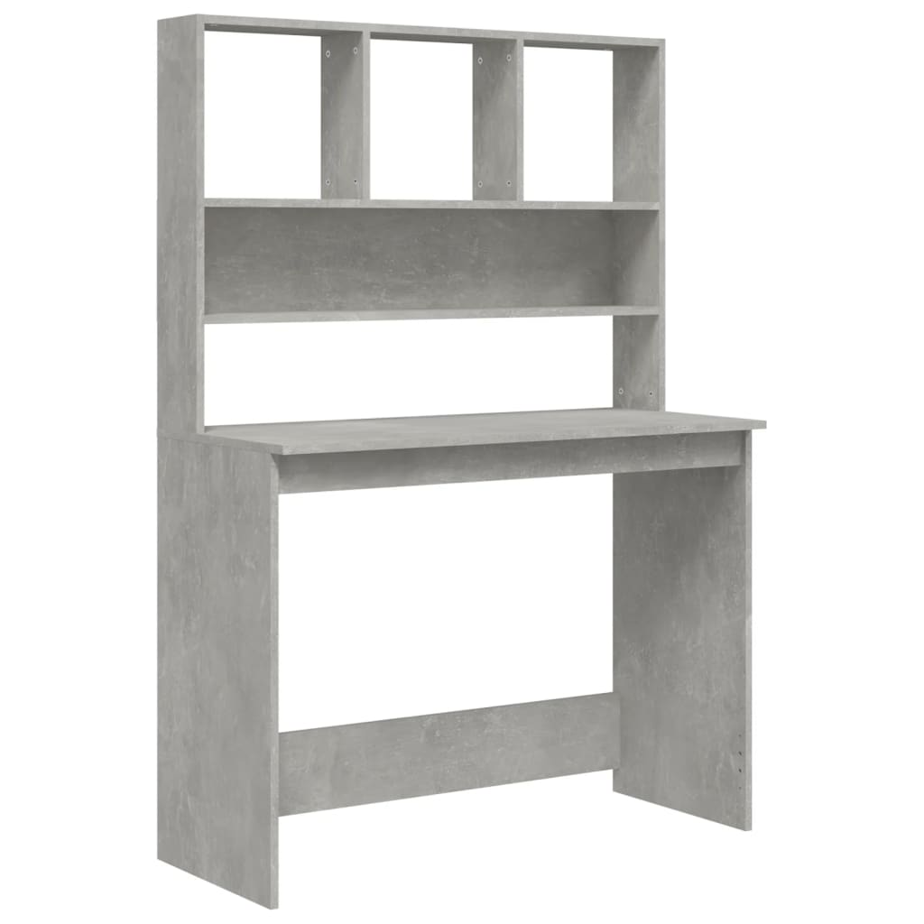 vidaXL Desk with Shelves Concrete Grey 102x45x148 cm Engineered Wood