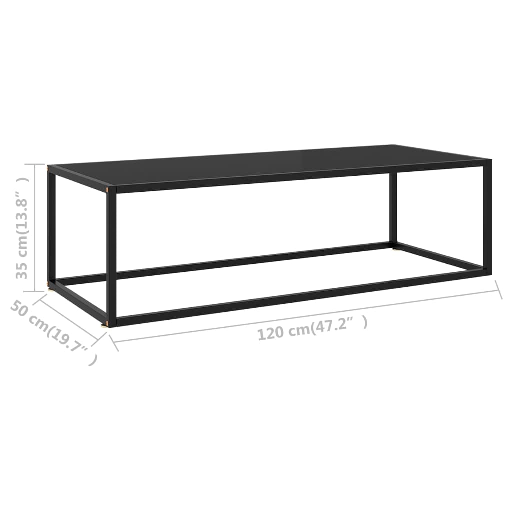vidaXL Coffee Table Black with Black Glass 120x50x35 cm