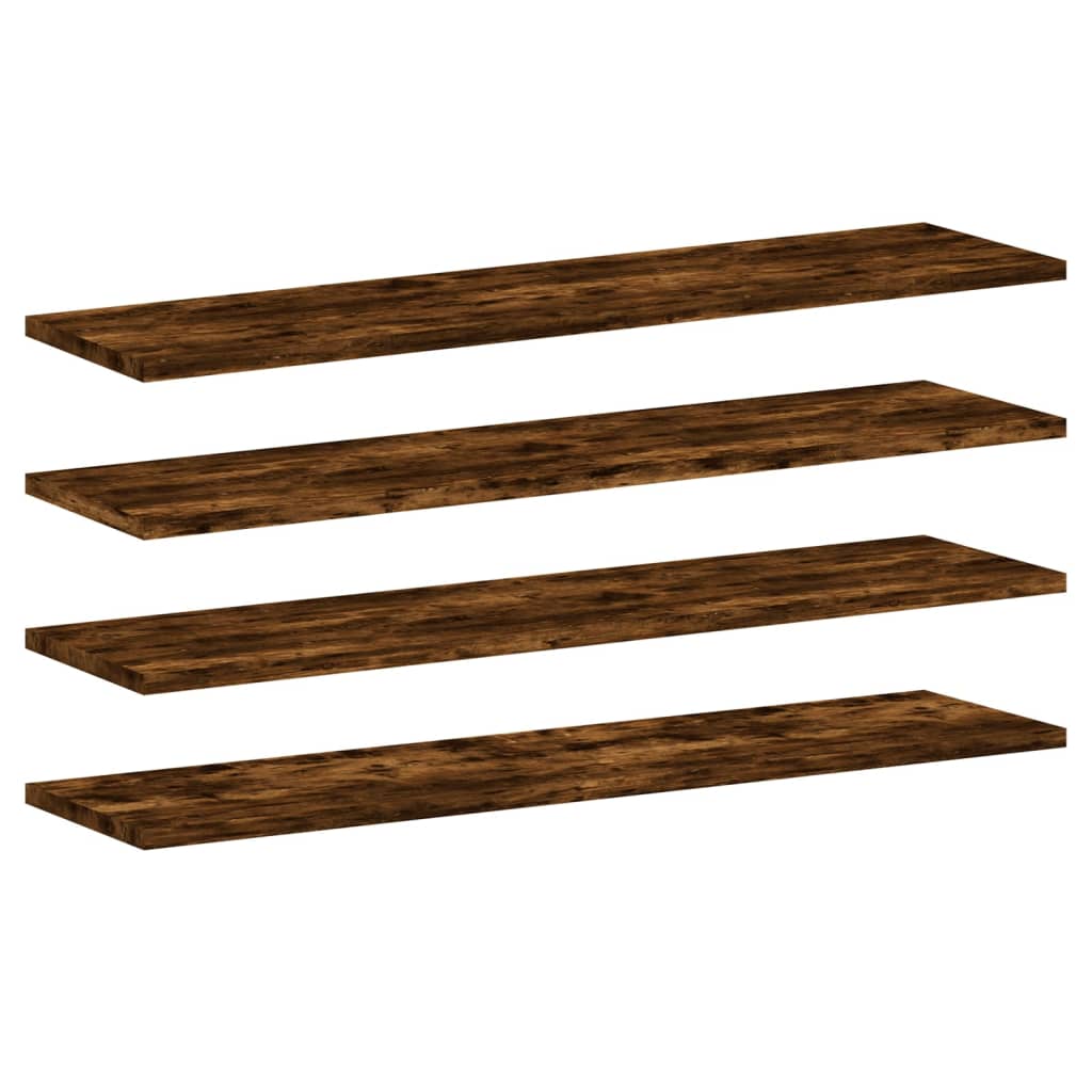vidaXL Wall Shelves 4 pcs Smoked Oak 80x20x1.5 cm Engineered Wood